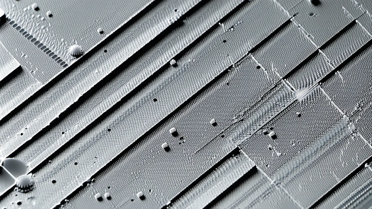 Magnified wafer surface showing defect types with bounding markers