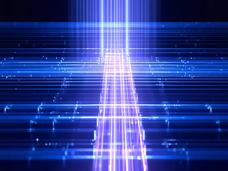 Abstract visualization of high-speed wafer inspection pipeline processing at production line speed