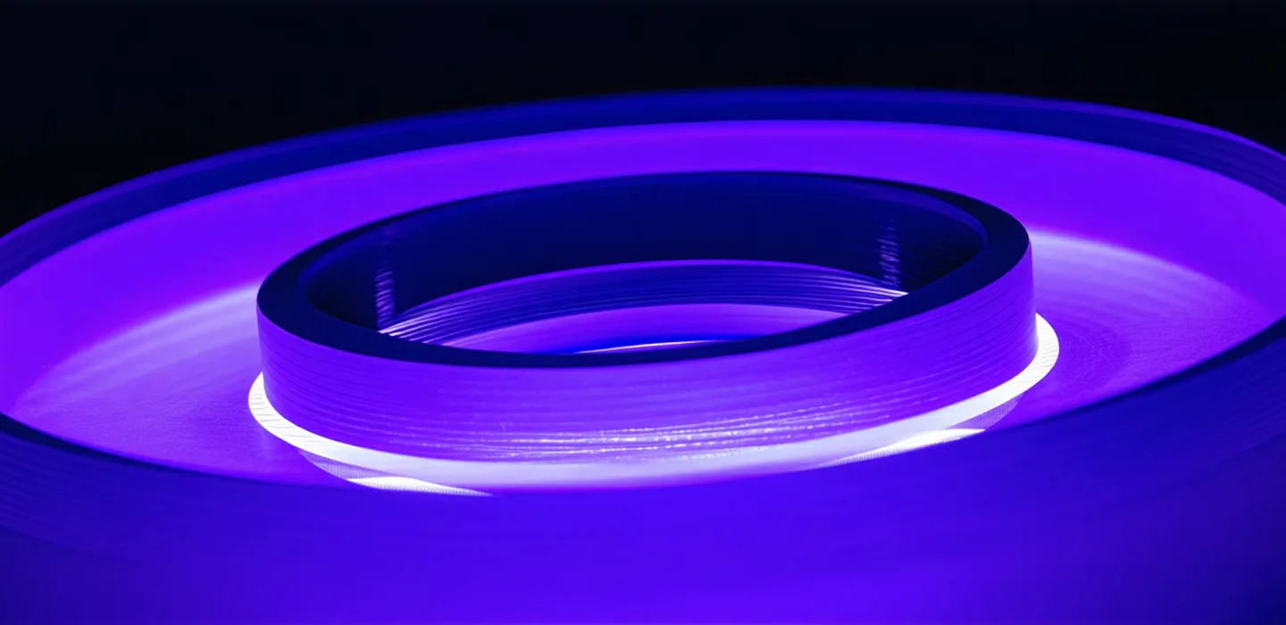 Abstract representation of computer vision inspection technology — precision optical measurement in semiconductor manufacturing context